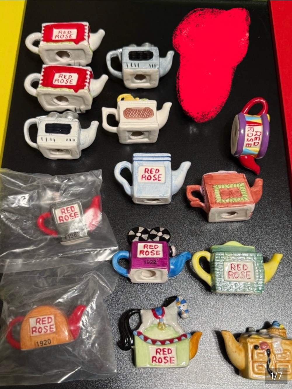 Huge Red Rose Tea Wade Whimsies Teapot Collection Lot Vintage Mini Set